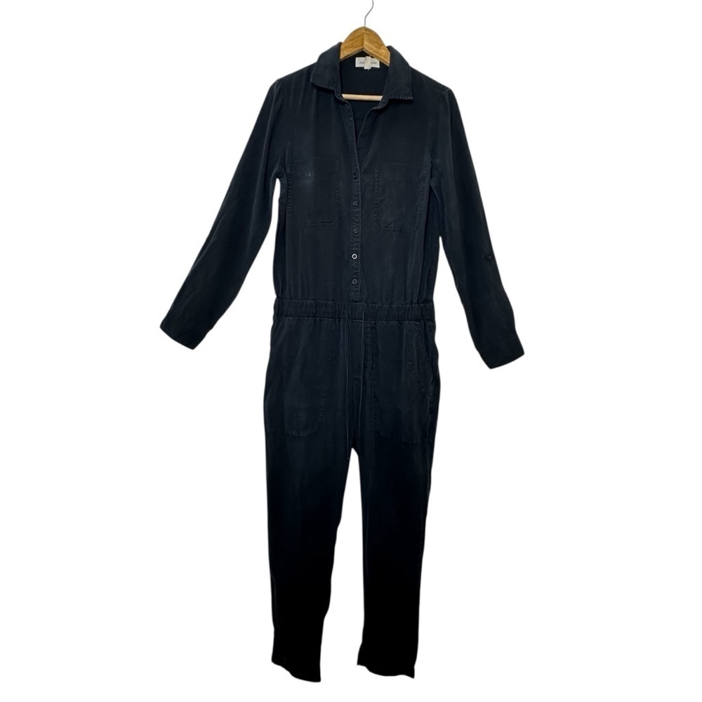 Anthropologie Cloth & Stone 100% Tencell Tyocell Long Sleeves Black Jumpsuit - Picture 2 of 14